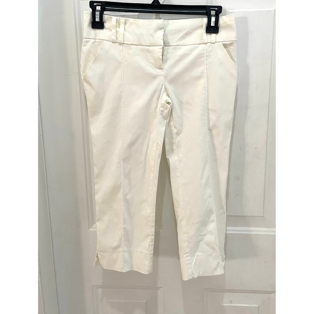 Chime White Cropped Capri‎ Pants Women Size 1 Tailored Trousers Side Slits